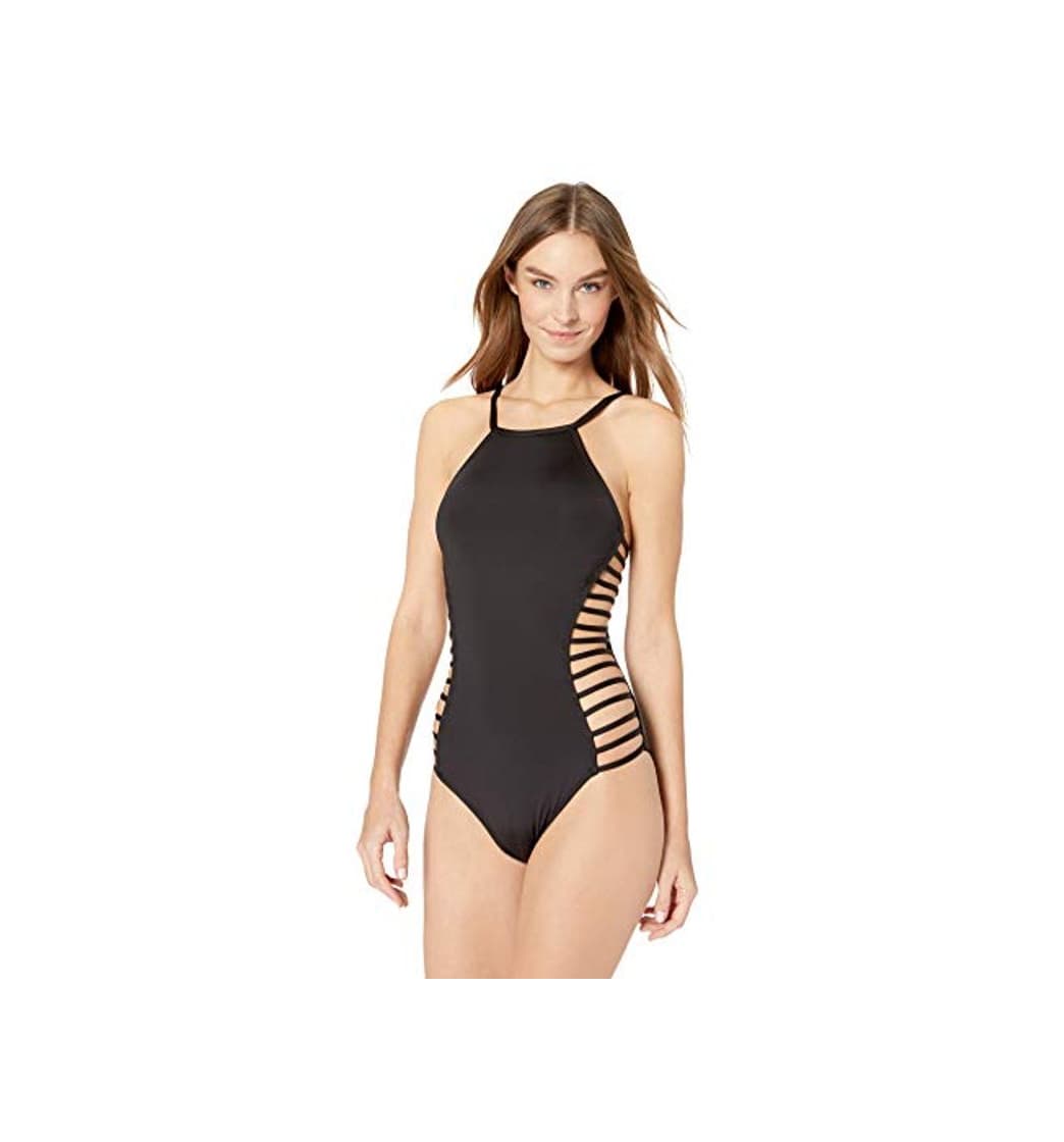 Fashion Kenneth Cole New York Women's High Neck Side Strappy One Piece Swimsuit