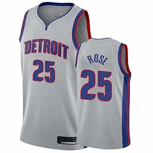 Lugar AMJUNM Hombre Mujer Detroit Pistons 25# Rose T-Shirt de Baloncesto Camisetas de