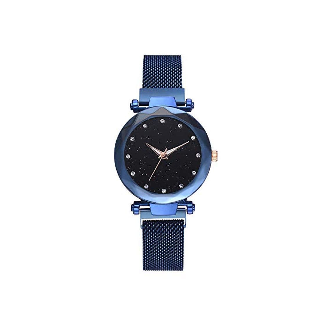 Producto Relojes de Mujer Starry Sky Luxury Fashion Diamond Ladies Magnet Watches Reloj de Pulsera de Cuarzo para Mujer@Azul