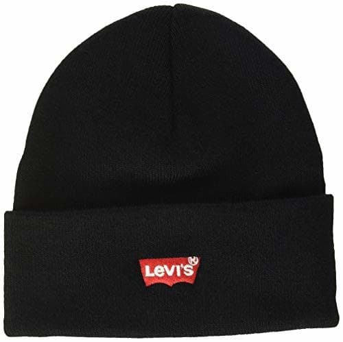 Moda Levi's Red Batwing Embroidered Slouchy Beanie Gorro de Punto, Negro