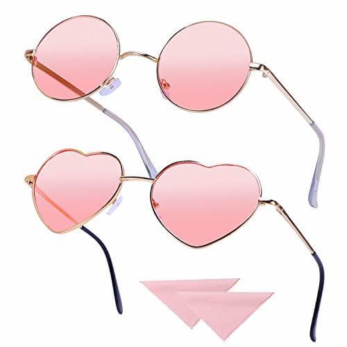 Producto 2 Pares Gafas Hippie Gafas de Sol en Forma de Corazón