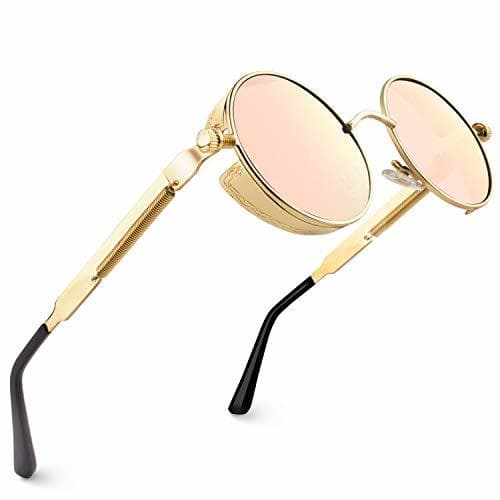 Producto CGID E72 Steampunk estilo retro inspirado círculo metálico redondo gafas de sol