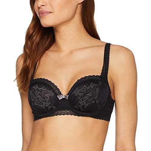 Fashion Playtex Invisible Elegance Balcony Bra Sujetador con Aros, Negro