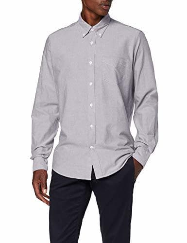 Producto Marca Amazon - find. Regular Oxford - Camisa Hombre, Gris