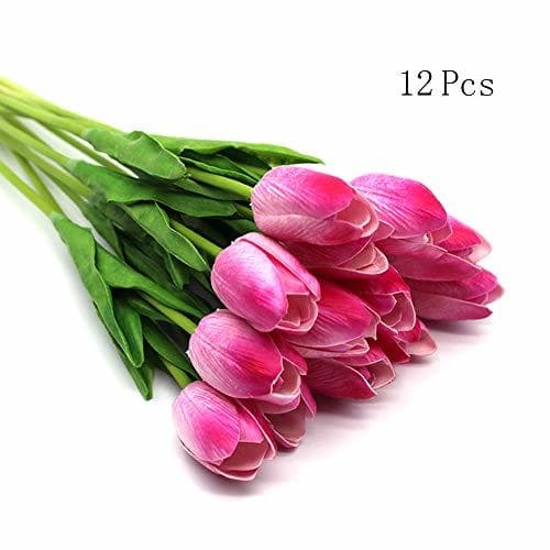 Producto LUCY WEI Ramo de Flores Artificiales de tulipán con 12 Tallos de