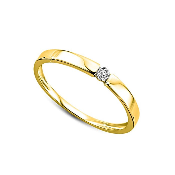 Producto Orovi anillo de mujer solitario 0.05 Quilates diamantes en oro amarillo 9