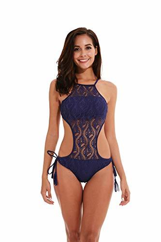 Product Shangrui Mujeres Crochet Monokini Corte Abdomen Control Bikini Traje de baño