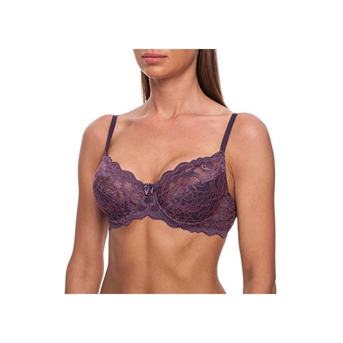 Producto frugue Sujetador Sexy Reductor con Aros Talla Grande Mujer Morado ES 100B