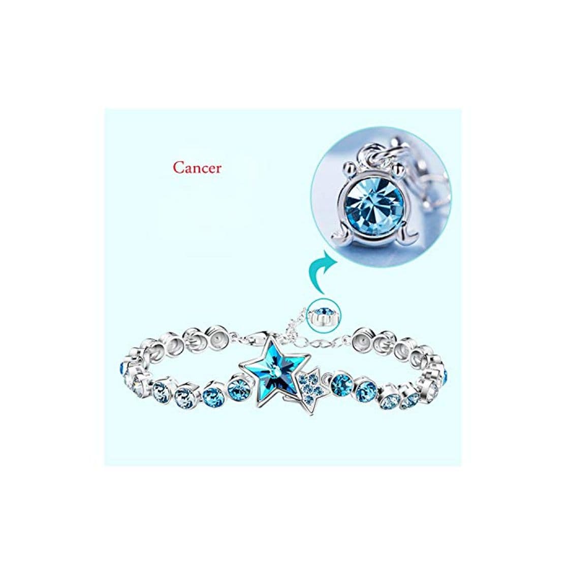 Product Epinki Plata de Ley 925 Mujeres Pulsera Dobles Severo Forma Brilla Las Pulseras Encanto Pulsera Cancer con Azul óxido de Circonio