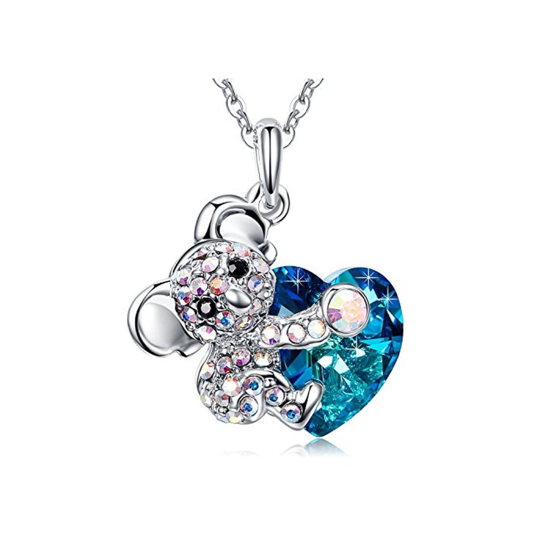 Fashion MEGA CREATIVE JEWELRY Collar para Mujer con Cristales Swarovski Corazón Azul Koala