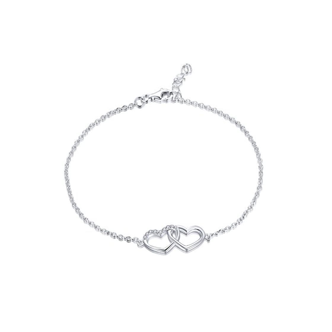 Product YL Pulsera Corazon Plata de Ley 925 con AAA Blanco Circonita Corazón