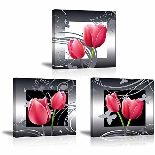 Producto Piy Painting 3X Impresión de la Lona de Tulipanes Rojos Elegantes Florecen