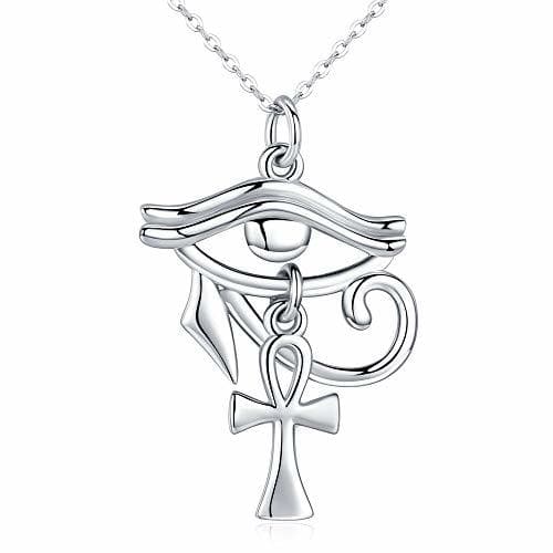 Product KINGWHYTE Collar Ankh de Plata esterlina Cruz egipcia El Ojo de Horus