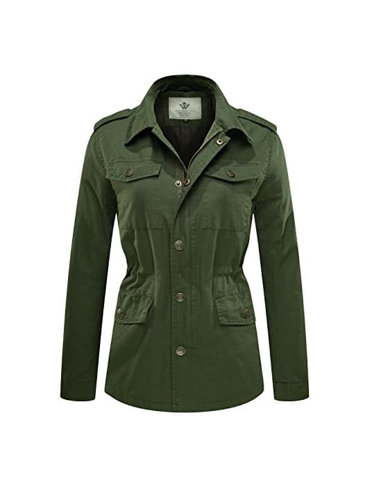 Product WenVen Chaquetas de Estilo Militar para Mujeres con Cordón Ajustable Verde Militar