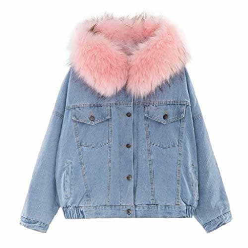 Product ZODOF Chaqueta Vaquera Mujer Invierno Calentar Abrigo Corto Denim Collar Chaquetas Delgado