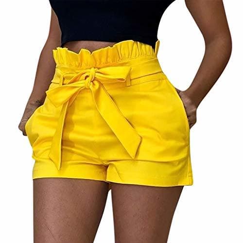 Moda Pantalones Mujer Cortos Verano PAOLIAN Pantalones Sexy Vestir Fiesta Cintura Alta Talla