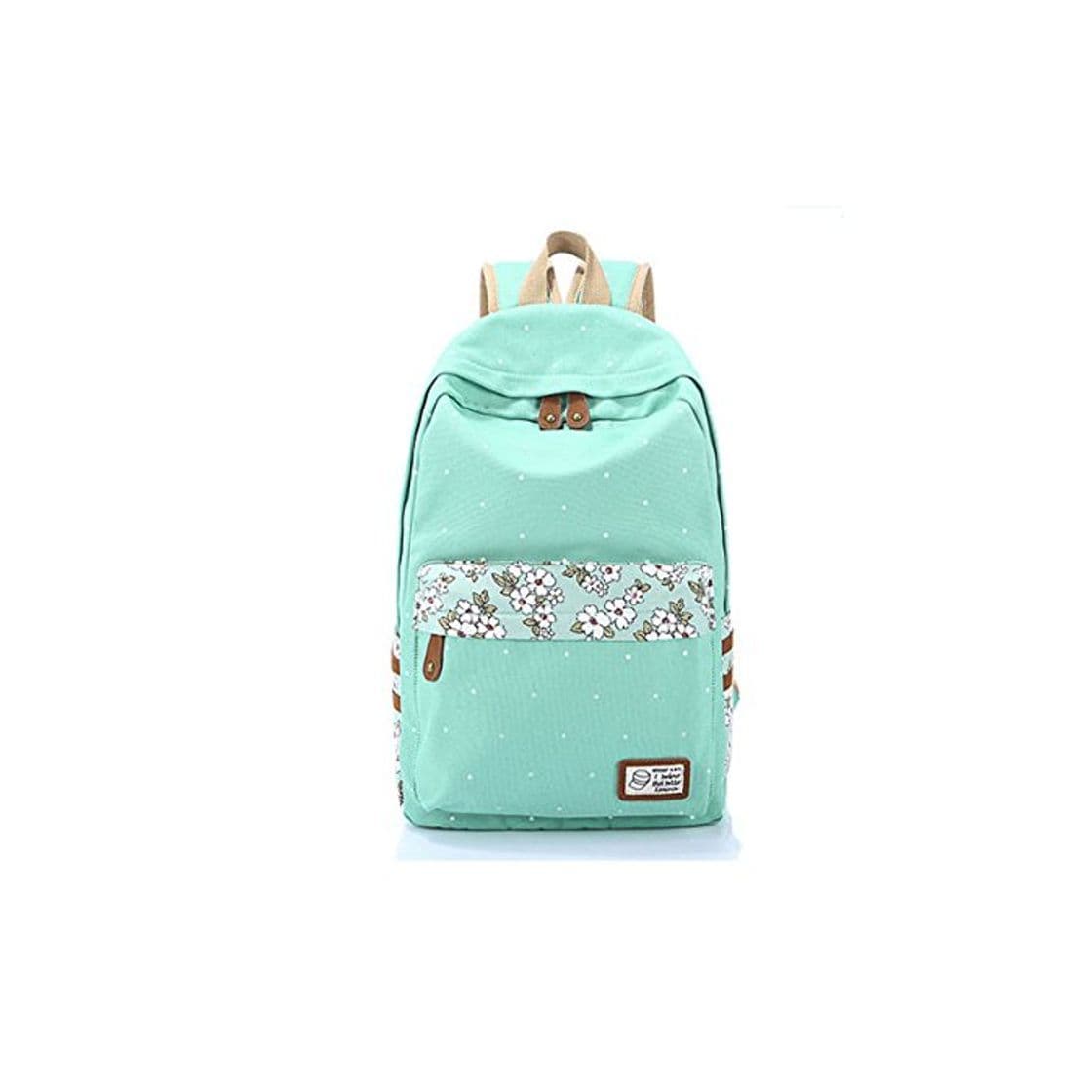 Producto Mochila de Lona Evay Estilo Retro Polka Dot Daisy Bolsa de la Escuela de Flores para Las niñas Adolescentes Ligero Lindo Impermeable Mochila Casual Daypack Escuela Verde Esmeralda