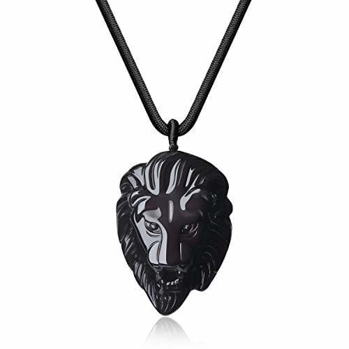 Lugar COAI Colgante León de Obsidiana Negra para Hombre