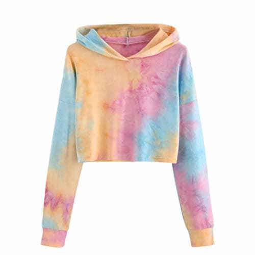 Product Sudaderas con Capucha Cortas Mujer Tumblr Rainbow Estampado Camiseta de Manga Larga