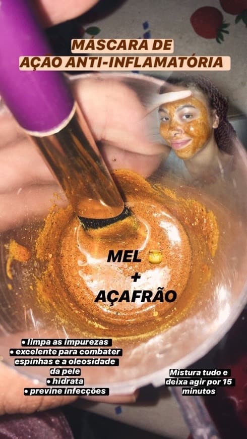 Fashion Máscara para a pele de Mel e Açafrão 