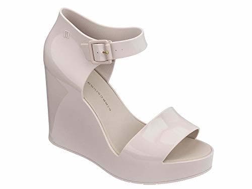 Moda Melissa Mar Marfil Tobillo Sandalias Cuña 40 White Patent