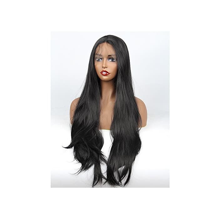 Producto vvBing Black Hair Synthetic Lace Front Wig Long Udreamy Nautral Straight Glueless