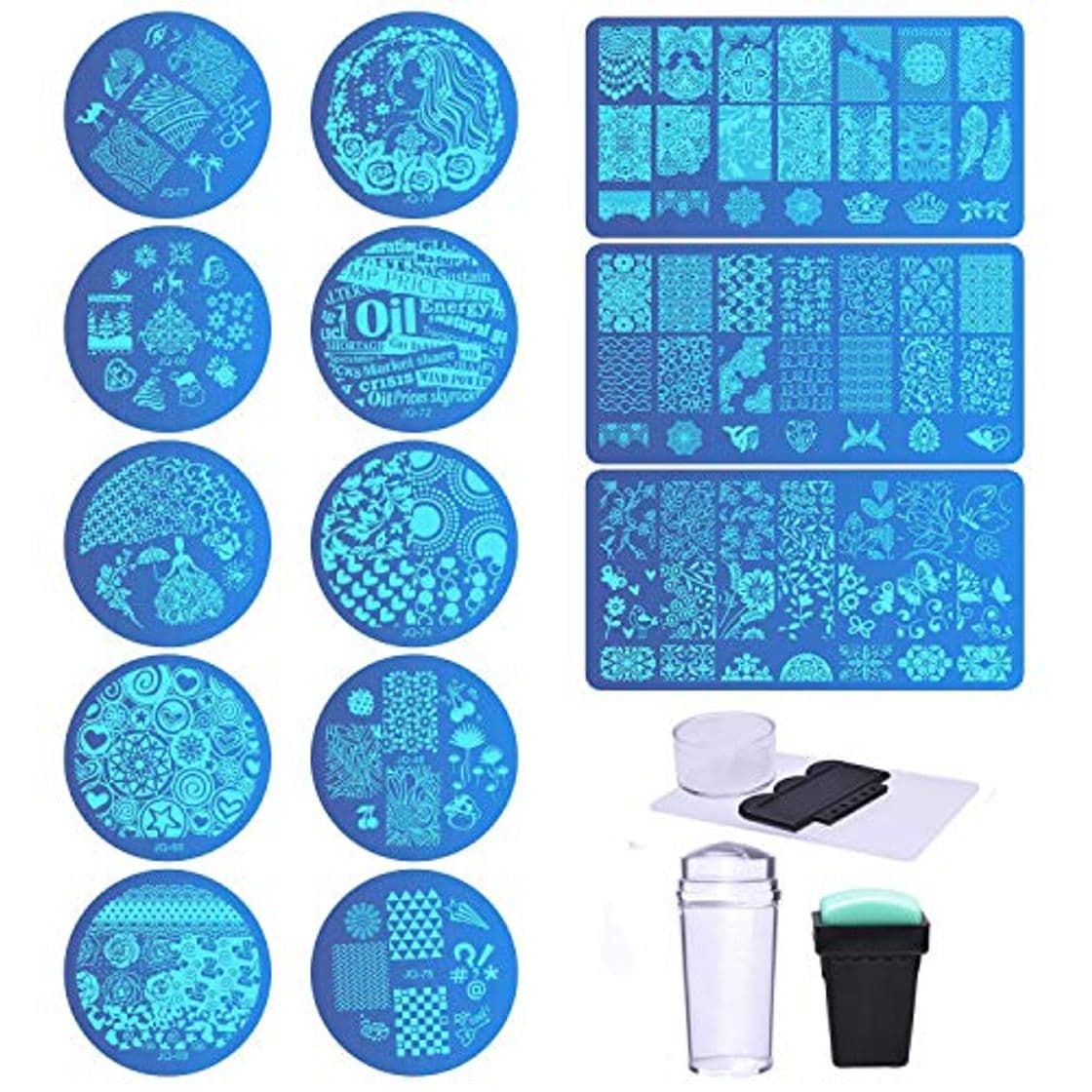 Lugar Biutee Set de Stamping Nail Art 13 Pcs Placas Estampacion Uñas +2