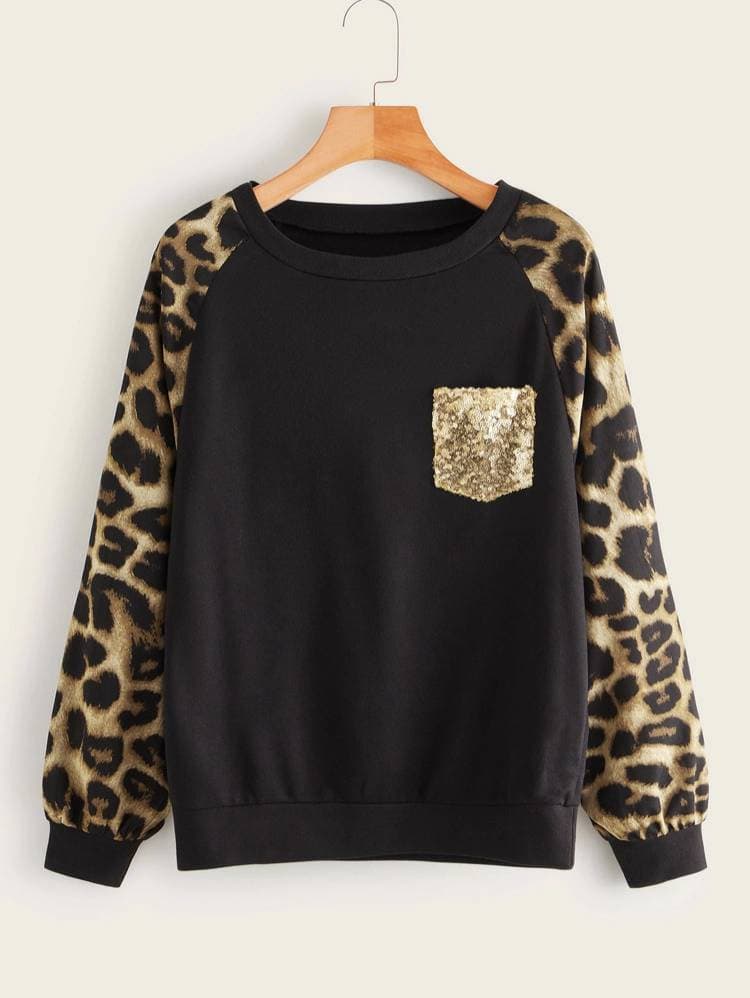 Producto Pullover com contraste Leopardo 