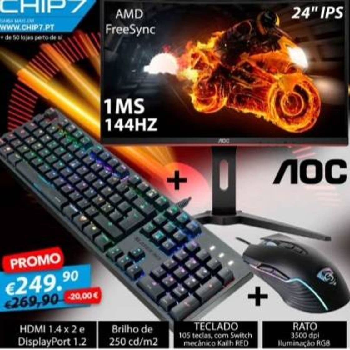 Fashion bundle aoc monitor 144hz 1ms + teclado mecânico rgb +rato...