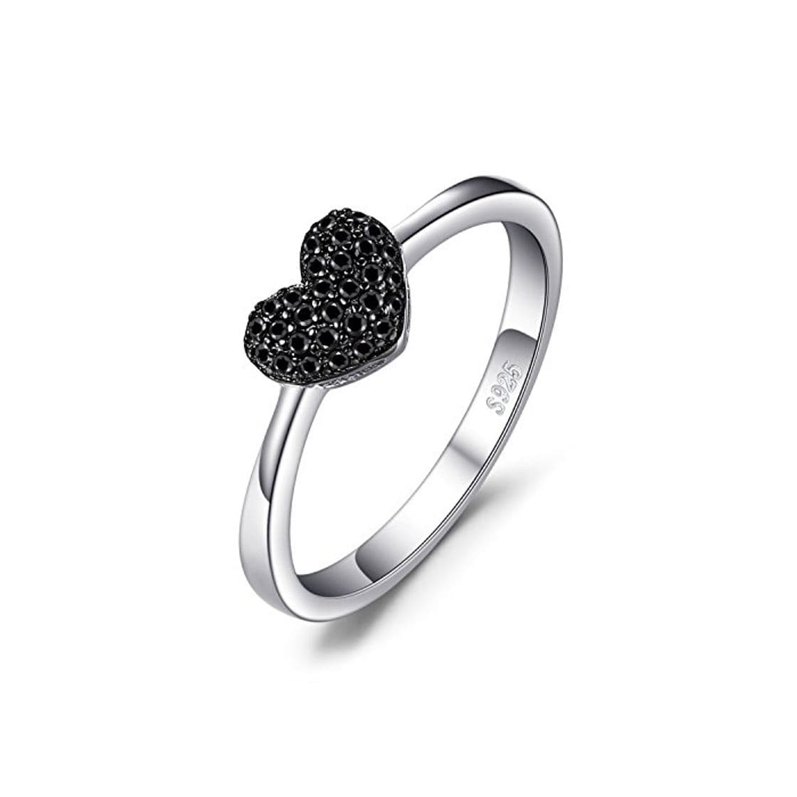 Product JewelryPalace Anillo dulce en forma de corazón adornado Espinela negro en Plata de ley 925 Tamaño 14