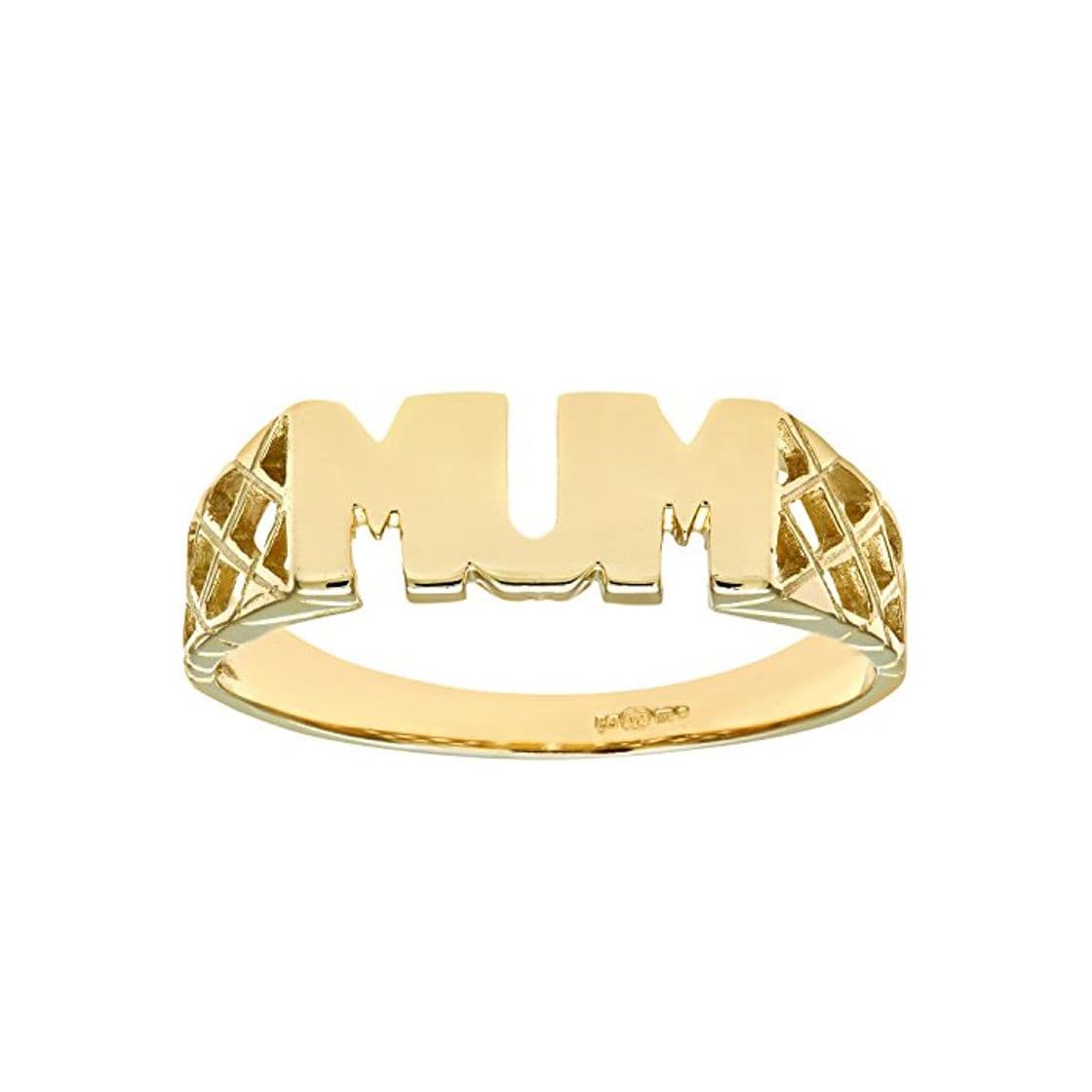 Moda Citerna Anillo para Mujer de Oro Amarillo 9K Talla 18