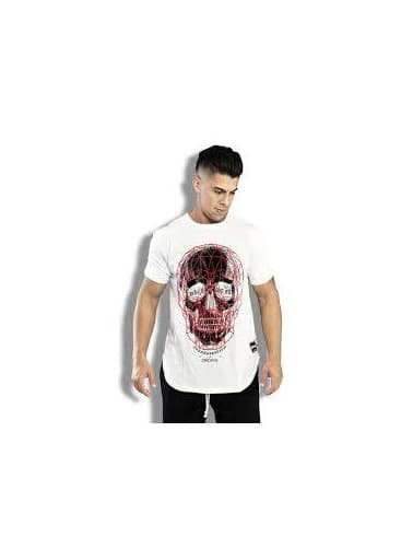 Product T-shirt branca com caveira