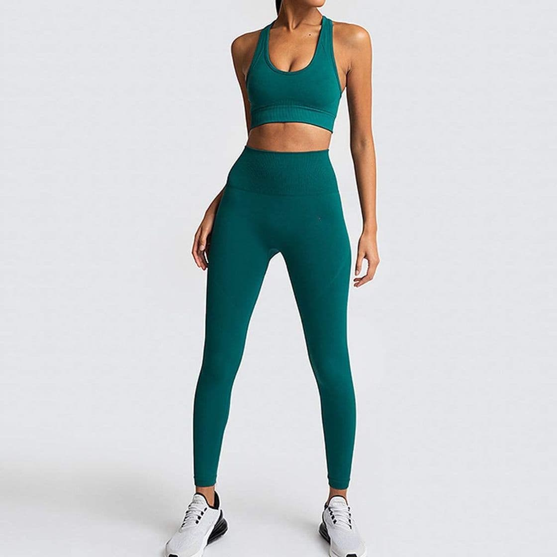 Producto GUOJIAYI Seamless High Waist Set Women's Sportswear 2 Pieces Leggings Sports Green Sleeveless Female Fitness Clothes Yoga Set Sports Suit