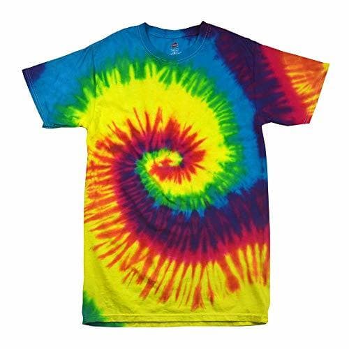 Fashion Colortone Rainbow Tie Dye Top de Manga Corta Camiseta de la Mujer