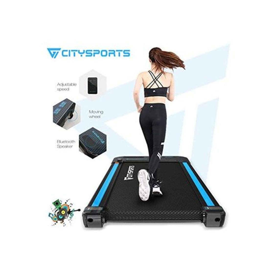 Product CITYSPORTS Cinta de Correr Caminar Eléctrica Motor 440W, Altavoces Bluetooth, Velocidad Ajustable,