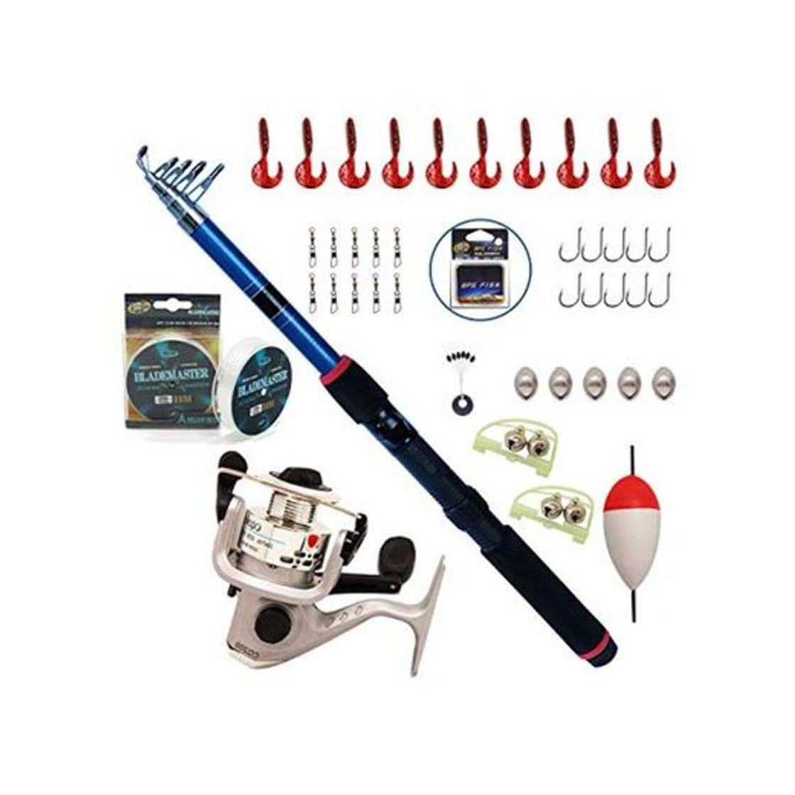 Product BPS Kit Combo de Pesca Incluye Caña de Pescar Spinning Telescópica Carrete