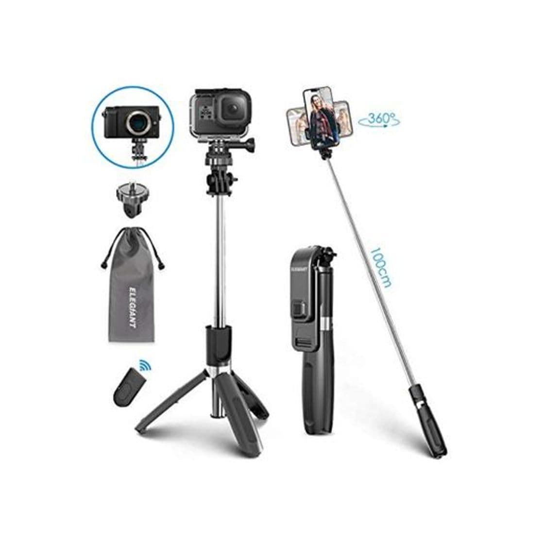 Electronic ELEGIANT Palo Selfie Trípode Bluetooth Mini Stick Movil Deportivo Extensible de Control