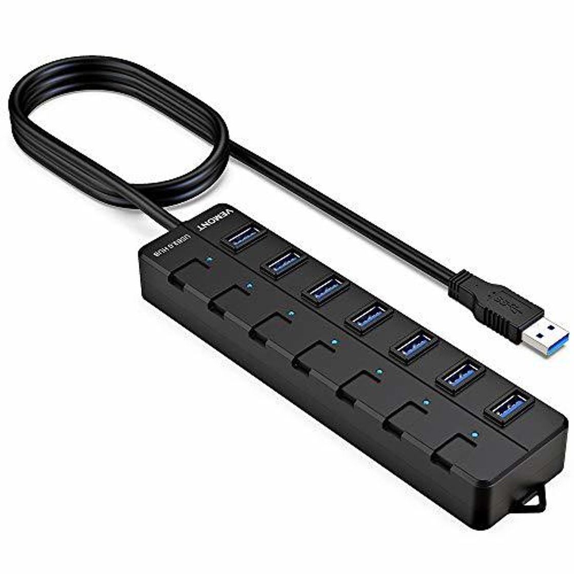 Electronic Vemont USB Hub 7 puertos USB 3.0 con botón de encendido individual