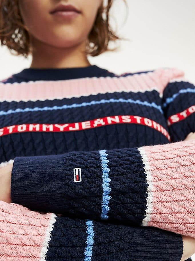 Product LOGO STRIPE CABLE KNIT JUMPER