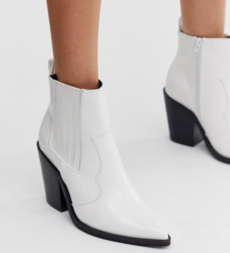 Product ASOS DESIGN Elliot western ankle boots in white croc