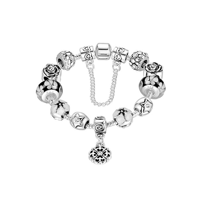 Producto Cadena Wowl corazón fuerte encanto pulseras con revestimiento de plata con bolas