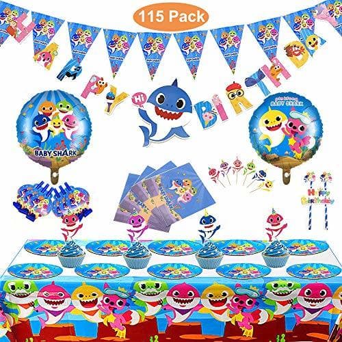 Lugar Magichui Conjunto de 115 Piezas Shark Party Supplies Set, Shark Baby Birthday