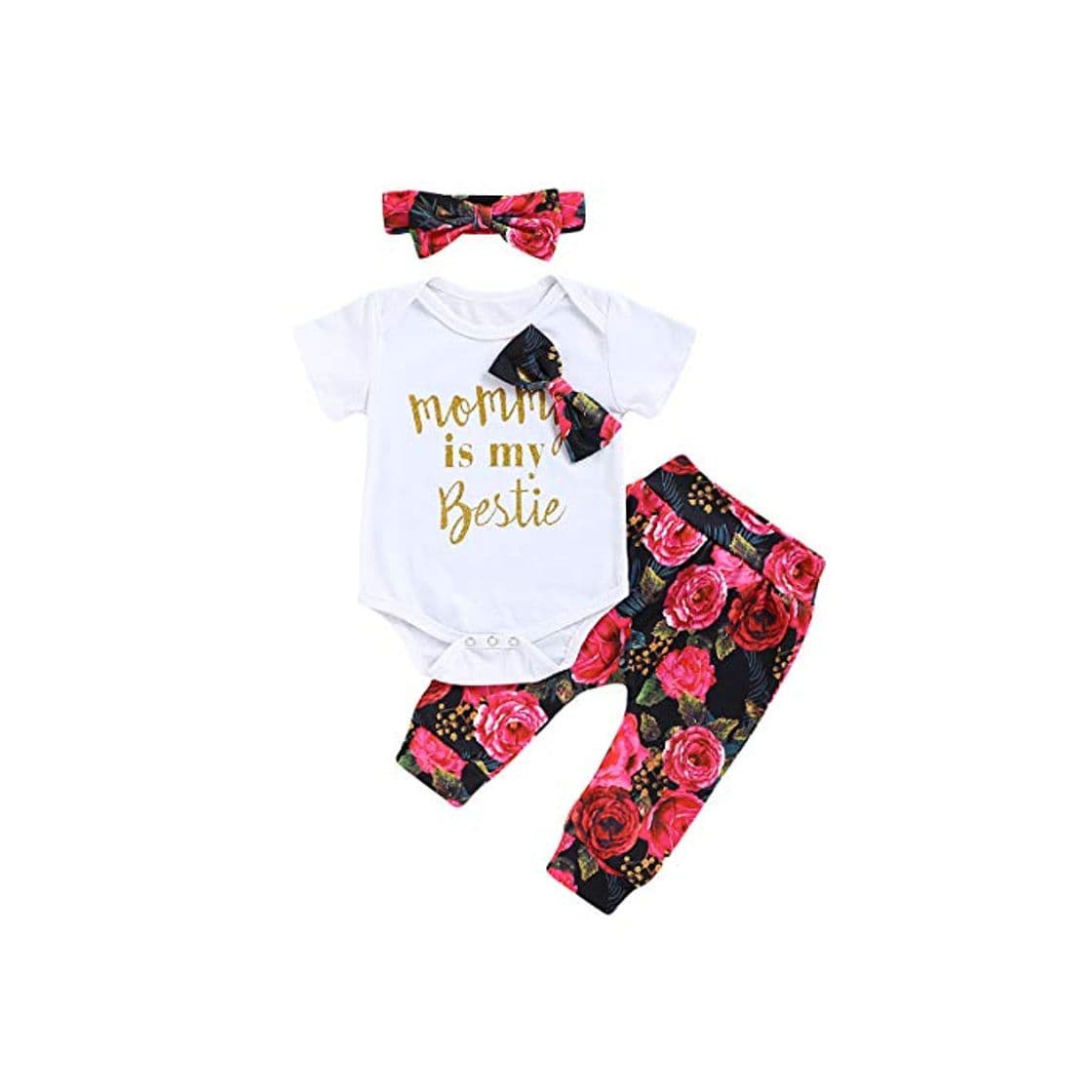 Producto DaMohony 3 Piezas rops bebé niña algodón Trajes Bowknot Mameluco