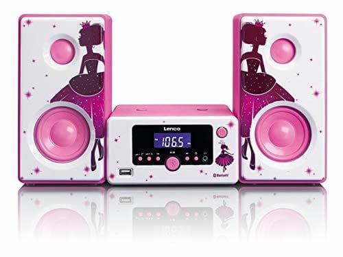 Producto Lenco MC-020 Home Audio Mini System 10W Rosa, Blanco - Microcadena