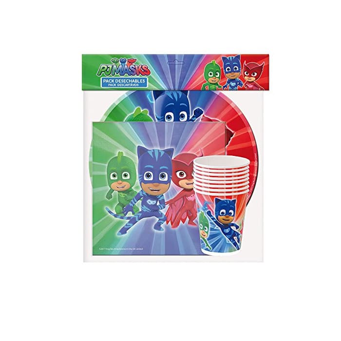 Producto PJ Masks- Pack desechables para decoración de fiestas