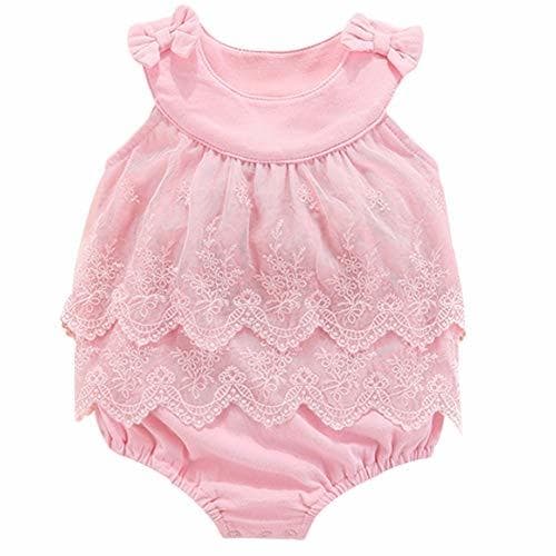 Producto Miyanuby Baby Girl Romper Cotton Round Neck Lace Decor Sleeveless Rompers One-Piece