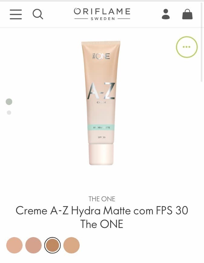 Product Creme A-Z Hydra Matte com FPS 30 the one