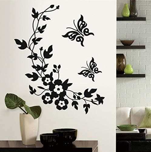 Producto Preto Clássico Borboleta Flor Casa Decoração de Casamento Adesivos de Parede Para