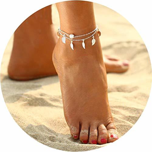 Producto Simly - Tobillera de playa con perlas de imitación ajustable