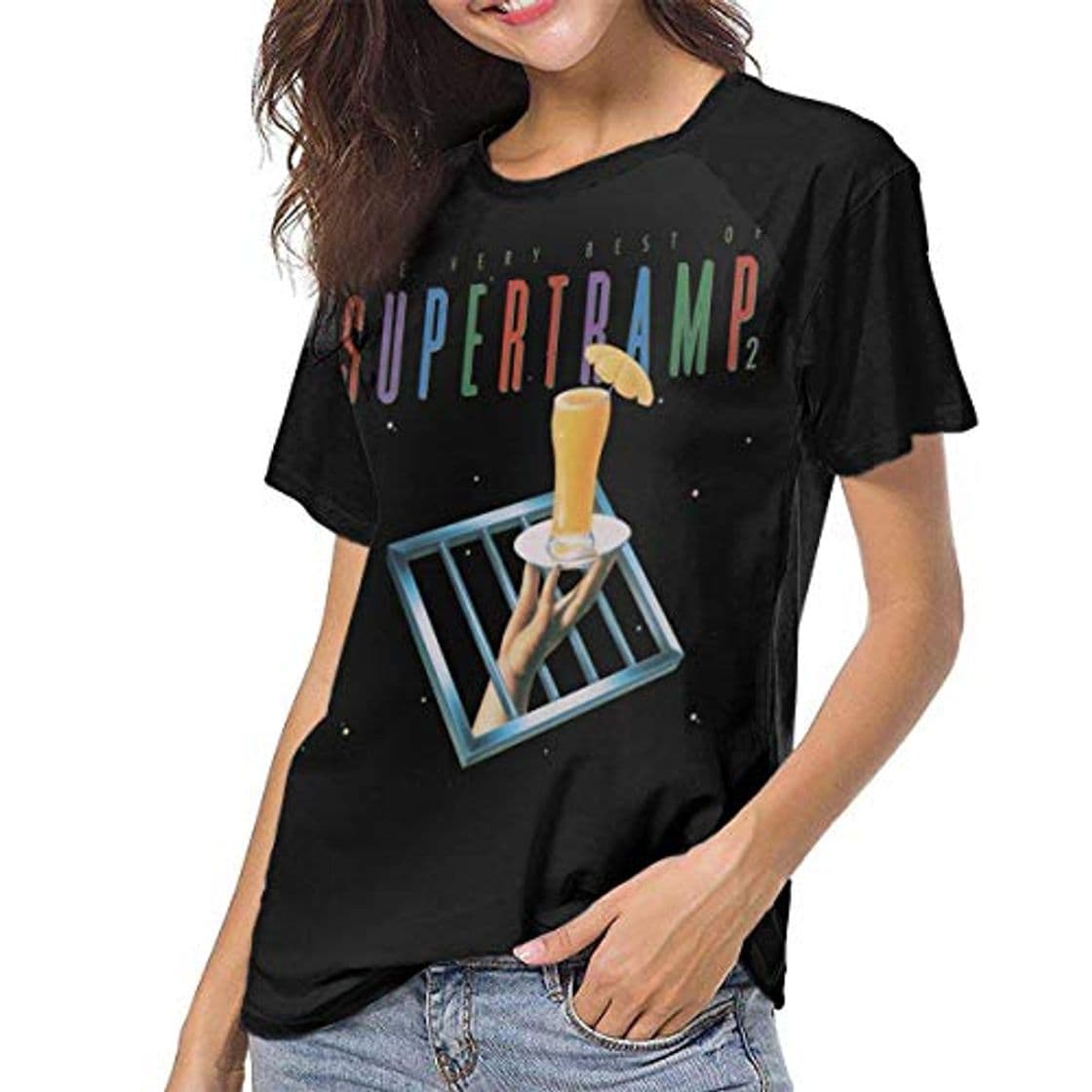 Fashion fghjfgdjhfd Supertramp Camisetas de béisbol de Manga Corta para Mujer